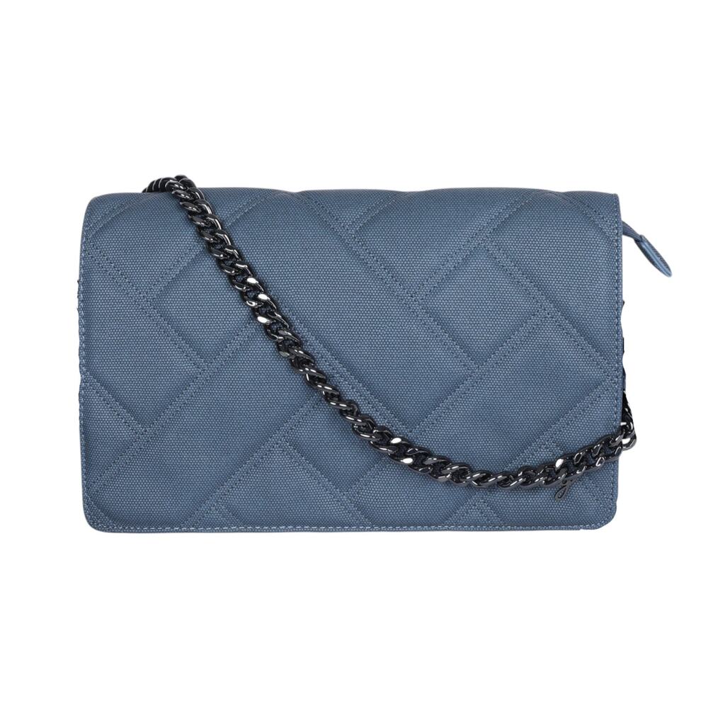 Lug Huddle Matte Luxe Shoulder Bag Slate Blue Quilted Multipocket Faux Leather - Picture 2 of 13